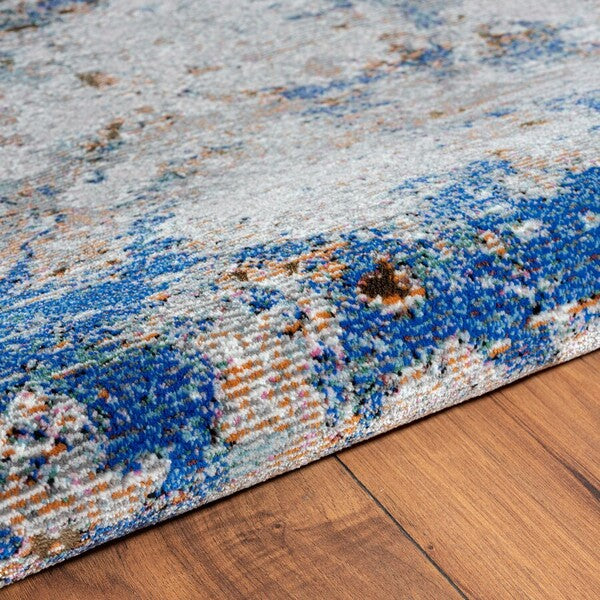 5’ x 8’ Blue and Gray Abstract Earth Area Rug