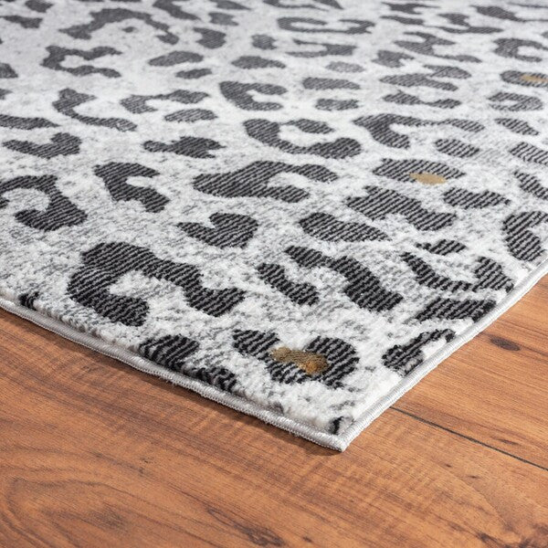 8’ x 10’ Black and Gray Cheetah Print Area Rug