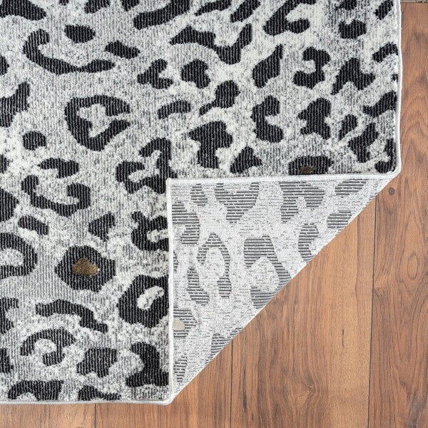 8’ x 10’ Black and Gray Cheetah Print Area Rug