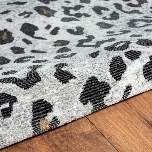 8’ x 10’ Black and Gray Cheetah Print Area Rug