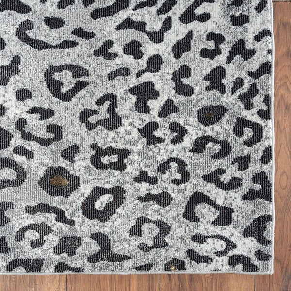 8’ x 10’ Black and Gray Cheetah Print Area Rug