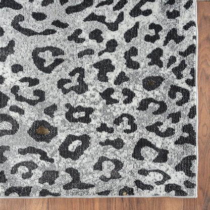 8’ x 10’ Black and Gray Cheetah Print Area Rug