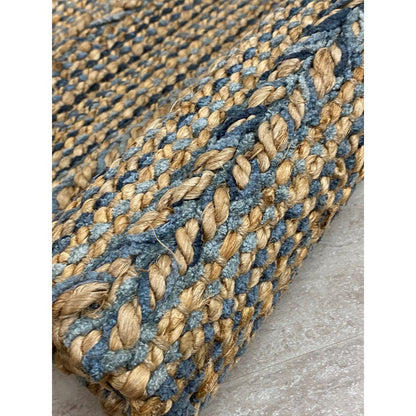 5' X 7' Blue And Brown Dhurrie Hand Woven Area Rug