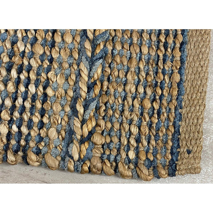 5' X 7' Blue And Brown Dhurrie Hand Woven Area Rug