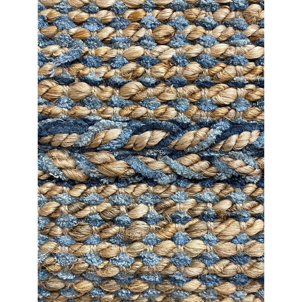 5' X 7' Blue And Brown Dhurrie Hand Woven Area Rug