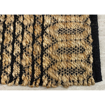 5' X 7' Brown And Black Dhurrie Hand Woven Area Rug