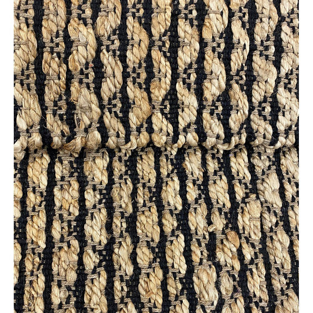 5' X 7' Brown And Black Dhurrie Hand Woven Area Rug