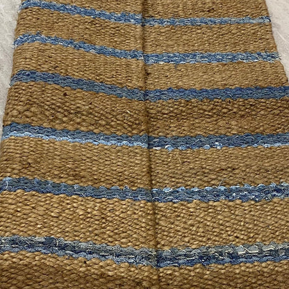 5' X 7' Blue And Brown Dhurrie Hand Woven Area Rug