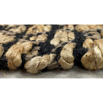 5' X 7' Brown And Black Dhurrie Hand Woven Area Rug