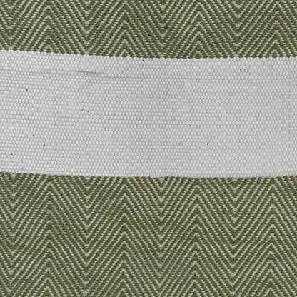 2' X 4' Green And White Dhurrie Hand Woven Area Rug