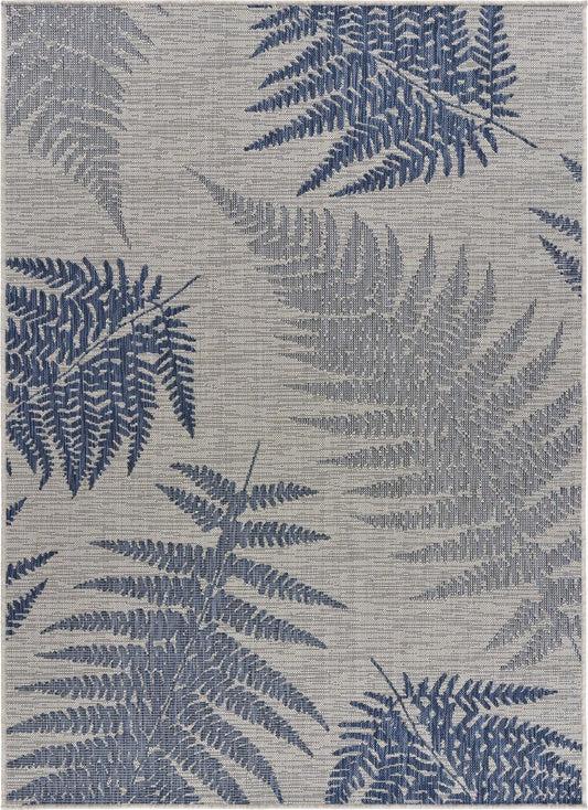 5' X 7' Blue And Gray Indoor Outdoor Area Rug - FurniFindUSA