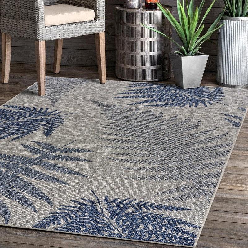 5' X 7' Blue And Gray Indoor Outdoor Area Rug - FurniFindUSA