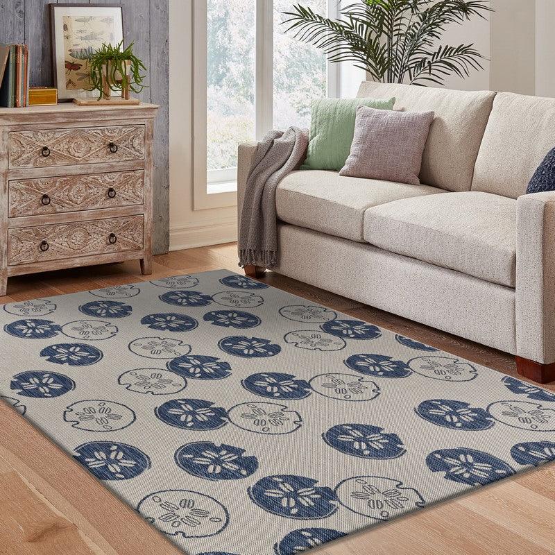 5' X 7' Blue And Gray Indoor Outdoor Area Rug - FurniFindUSA