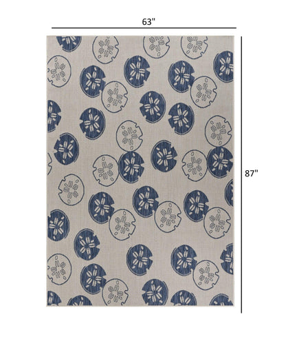 5' X 7' Blue And Gray Indoor Outdoor Area Rug - FurniFindUSA