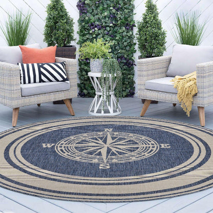 5' X 7' Blue And Gray Indoor Outdoor Area Rug - FurniFindUSA