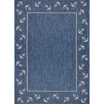 5' X 7' Blue And Gray Indoor Outdoor Area Rug - FurniFindUSA