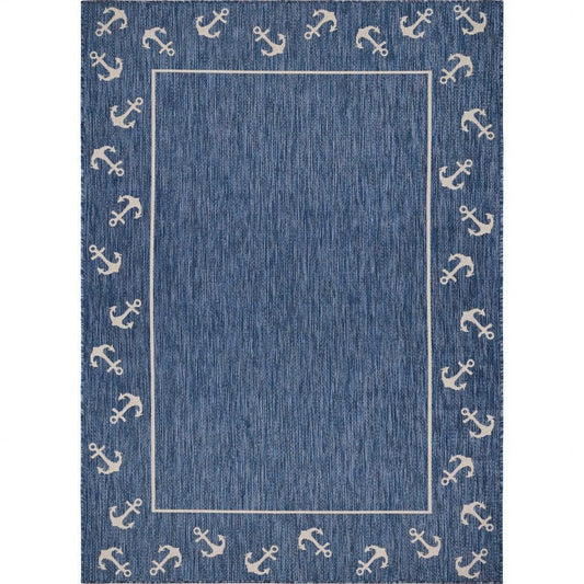 5' X 7' Blue And Gray Indoor Outdoor Area Rug - FurniFindUSA