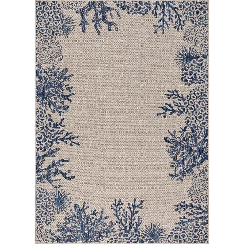 5' X 7' Blue And Gray Indoor Outdoor Area Rug - FurniFindUSA