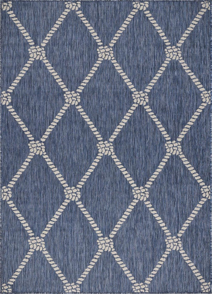 5' X 7' Blue And Gray Indoor Outdoor Area Rug - FurniFindUSA