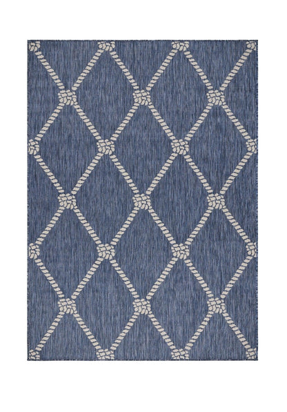 5' X 7' Blue And Gray Indoor Outdoor Area Rug - FurniFindUSA