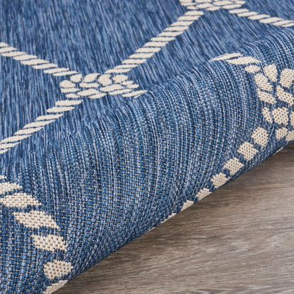 5' X 7' Blue And Gray Indoor Outdoor Area Rug - FurniFindUSA