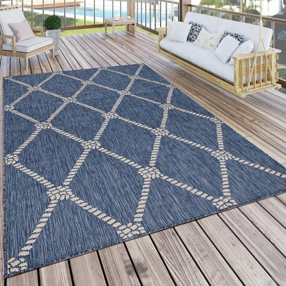 5' X 7' Blue And Gray Indoor Outdoor Area Rug - FurniFindUSA