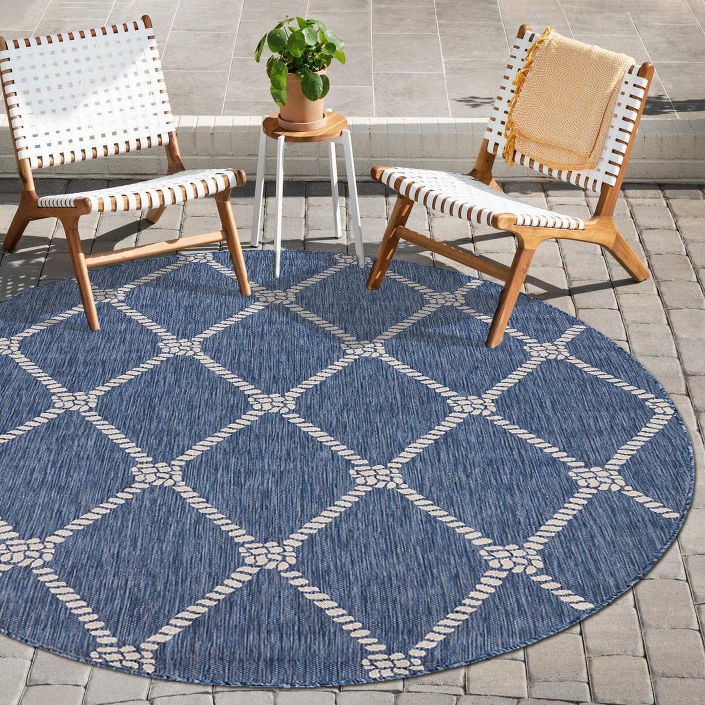 5' X 7' Blue And Gray Indoor Outdoor Area Rug - FurniFindUSA