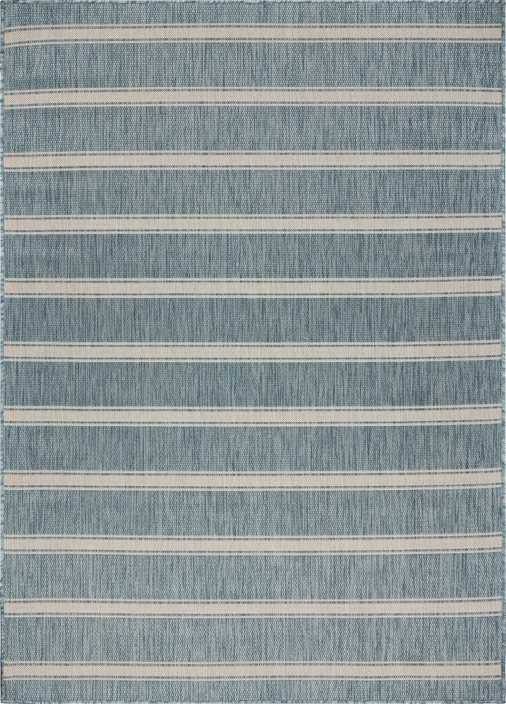 5' X 7' Blue And Gray Indoor Outdoor Area Rug - FurniFindUSA