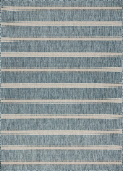 5' X 7' Blue And Gray Indoor Outdoor Area Rug - FurniFindUSA