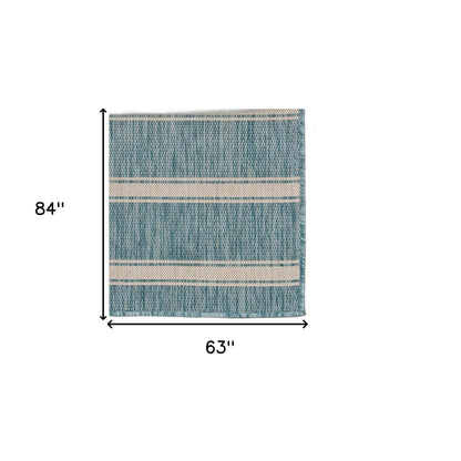 5' X 7' Blue And Gray Indoor Outdoor Area Rug - FurniFindUSA