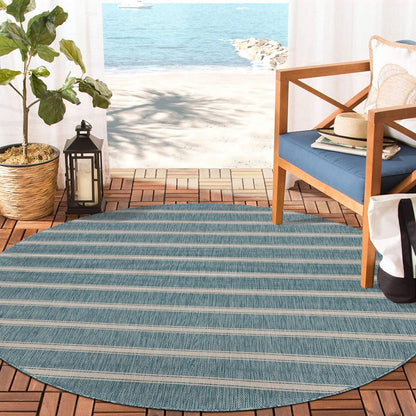 5' X 7' Blue And Gray Indoor Outdoor Area Rug - FurniFindUSA