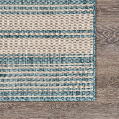 5' X 7' Blue And Gray Indoor Outdoor Area Rug - FurniFindUSA