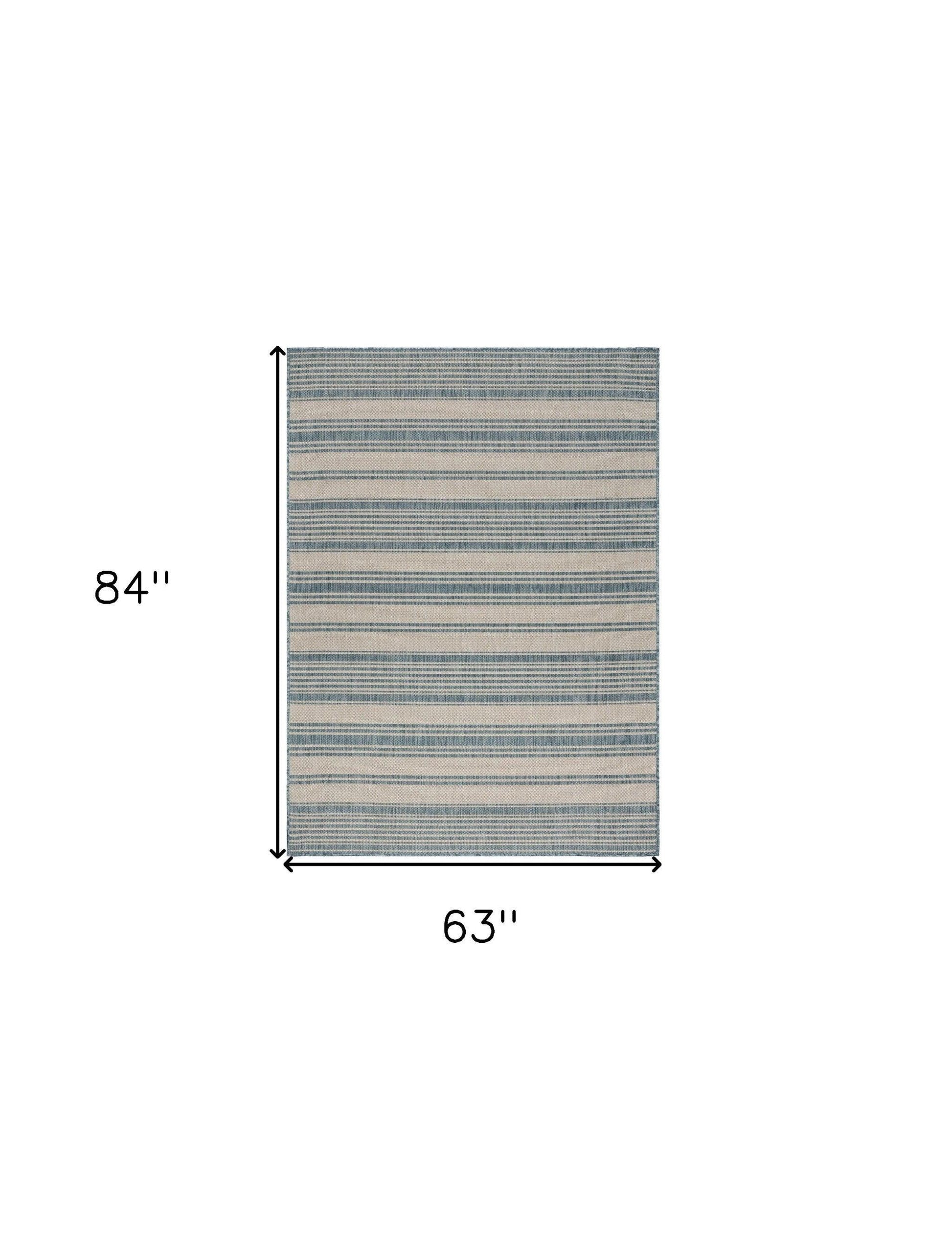 5' X 7' Blue And Gray Indoor Outdoor Area Rug - FurniFindUSA