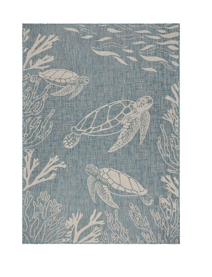 5' X 7' Blue And Gray Indoor Outdoor Area Rug - FurniFindUSA