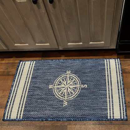 5' X 7' Blue And Gray Indoor Outdoor Area Rug - FurniFindUSA