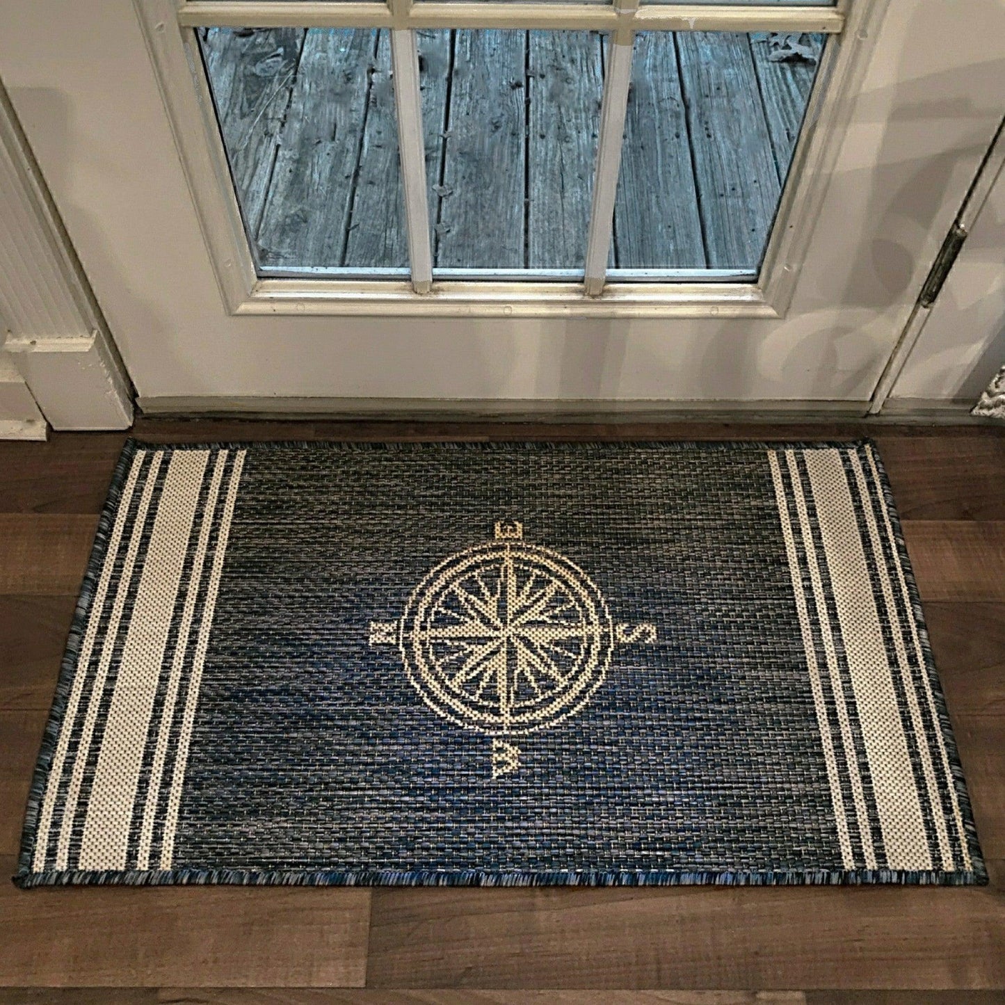 5' X 7' Blue And Gray Indoor Outdoor Area Rug - FurniFindUSA