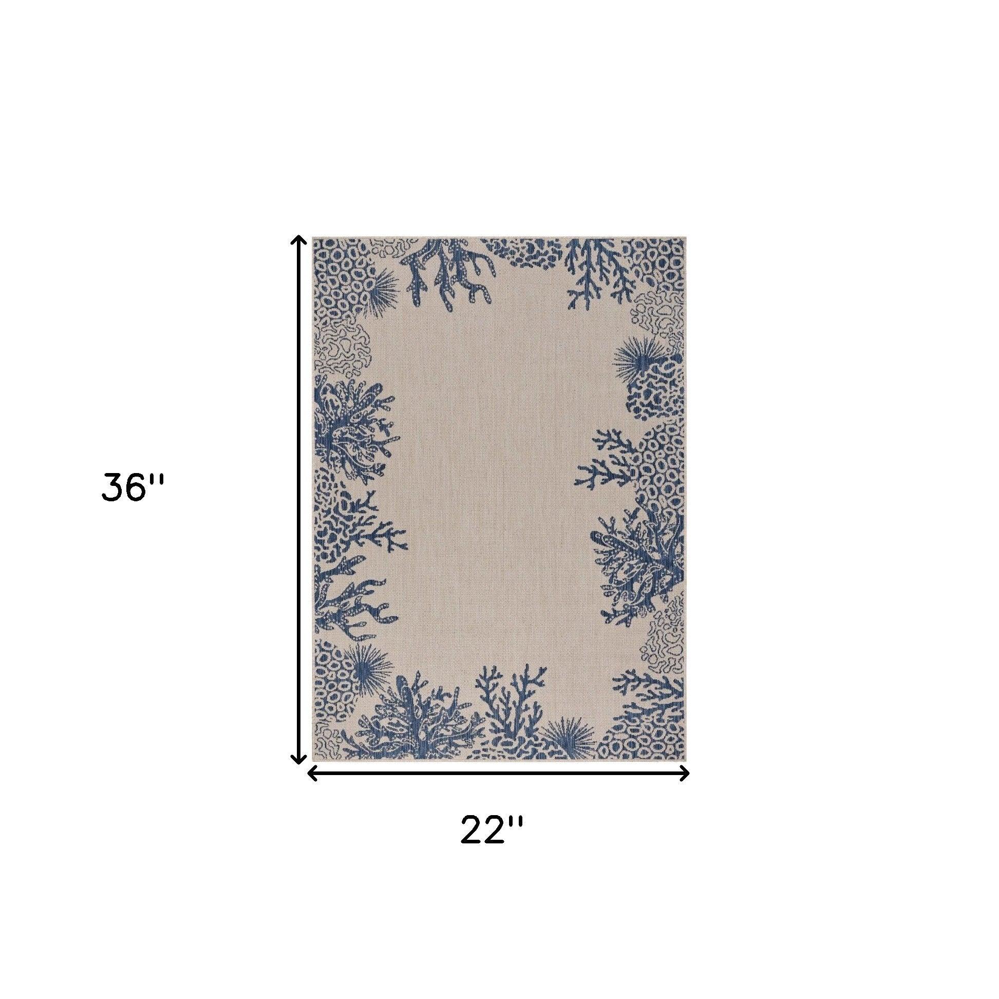 5' X 7' Blue And Gray Indoor Outdoor Area Rug - FurniFindUSA