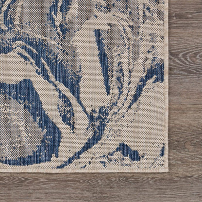 5' X 7' Blue And Gray Indoor Outdoor Area Rug - FurniFindUSA