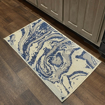 5' X 7' Blue And Gray Indoor Outdoor Area Rug - FurniFindUSA