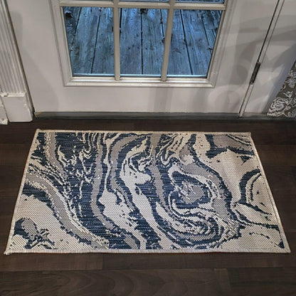 5' X 7' Blue And Gray Indoor Outdoor Area Rug - FurniFindUSA