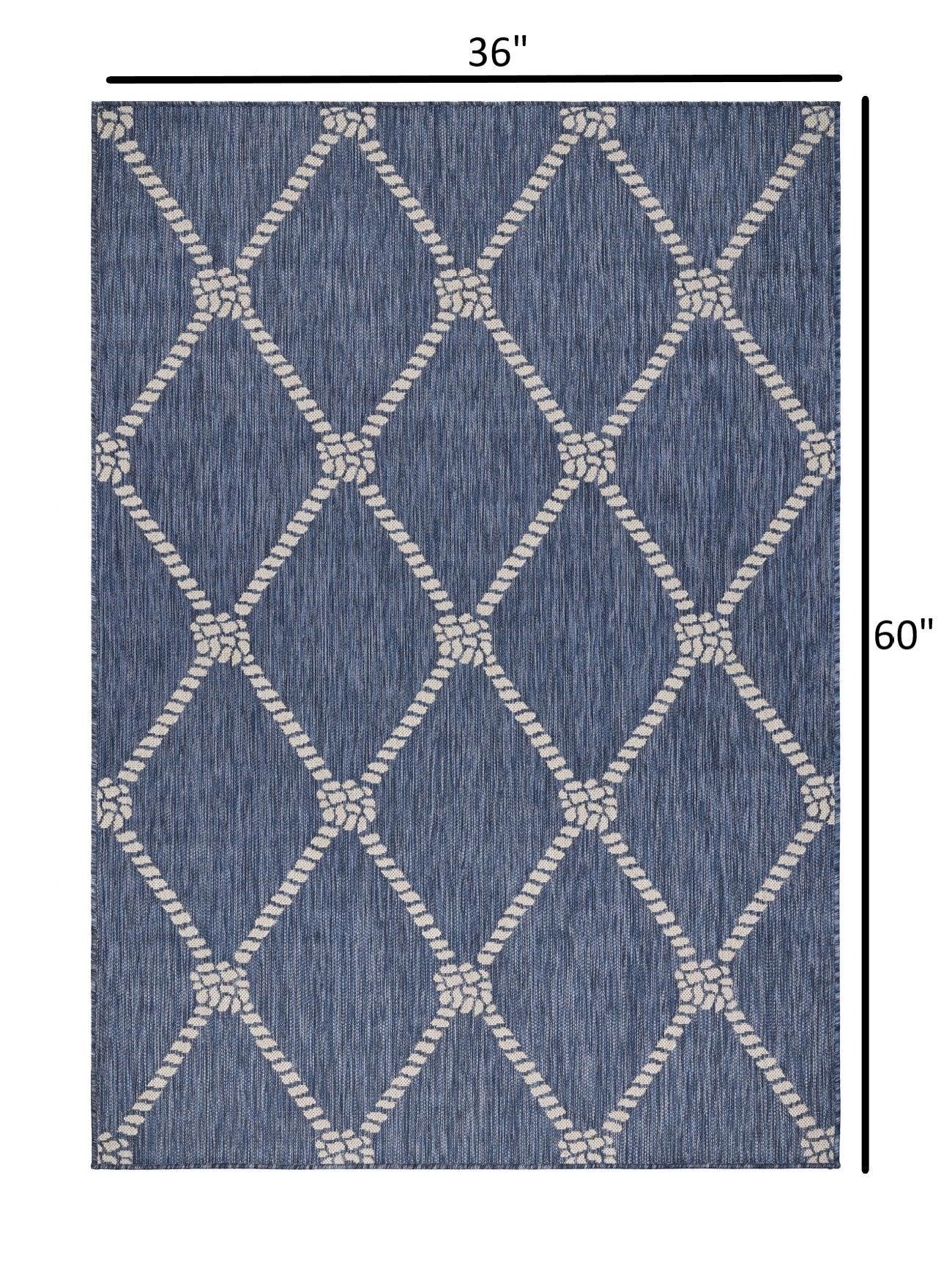 5' X 7' Blue And Gray Indoor Outdoor Area Rug - FurniFindUSA