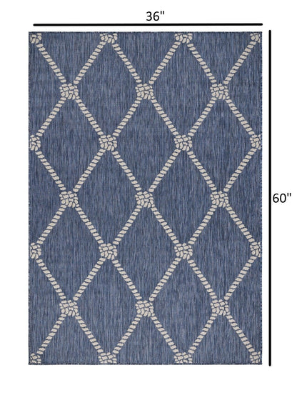 5' X 7' Blue And Gray Indoor Outdoor Area Rug - FurniFindUSA