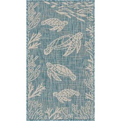 5' X 7' Blue And Gray Indoor Outdoor Area Rug - FurniFindUSA