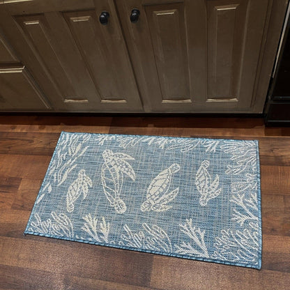 5' X 7' Blue And Gray Indoor Outdoor Area Rug - FurniFindUSA