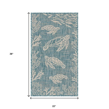 5' X 7' Blue And Gray Indoor Outdoor Area Rug - FurniFindUSA