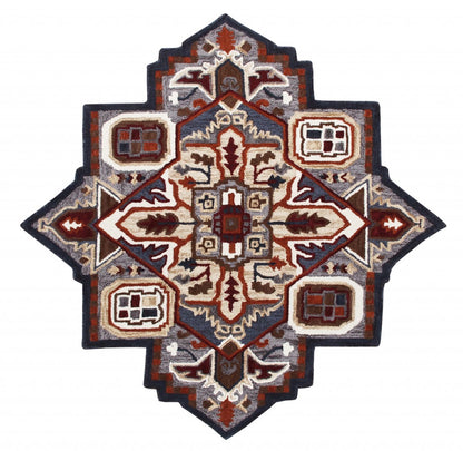 5’ Maroon and Gray Medallion Area Rug