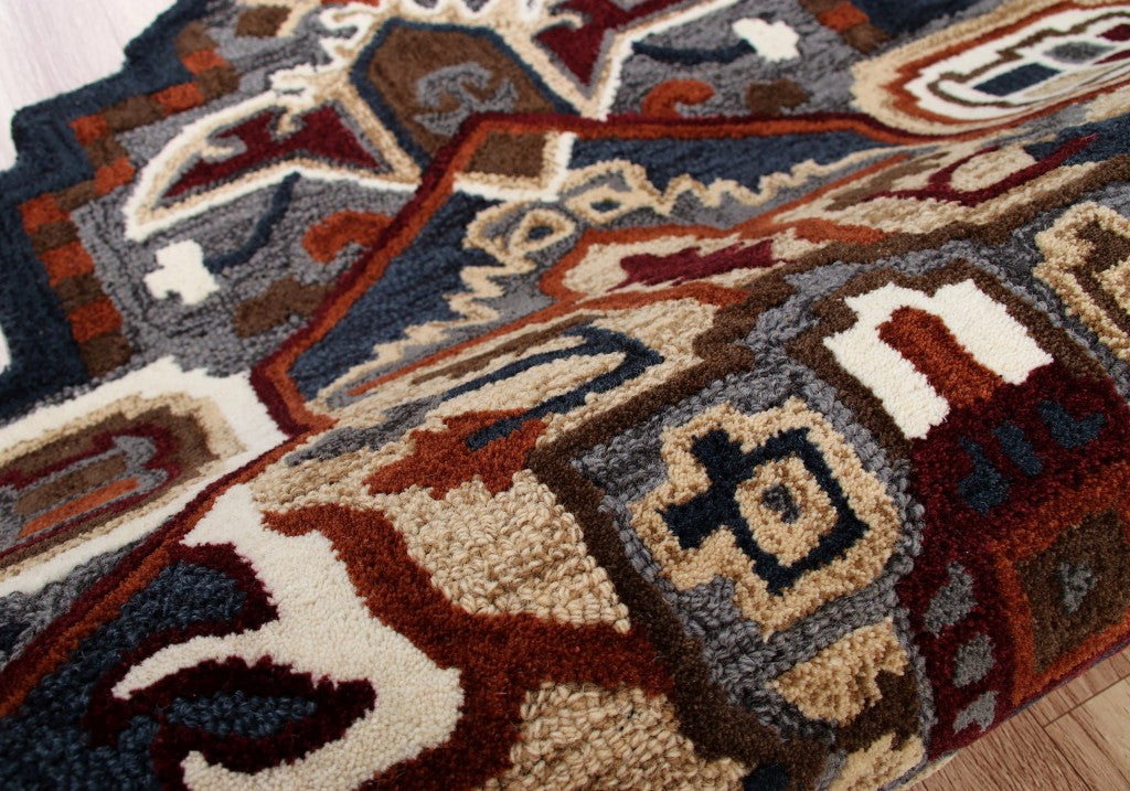 5’ Maroon and Gray Medallion Area Rug