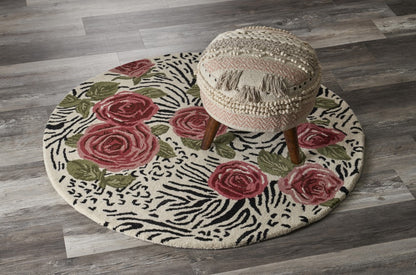 4’ Round Red Rose Bed Area Rug