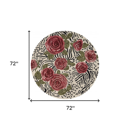 4’ Round Red Rose Bed Area Rug