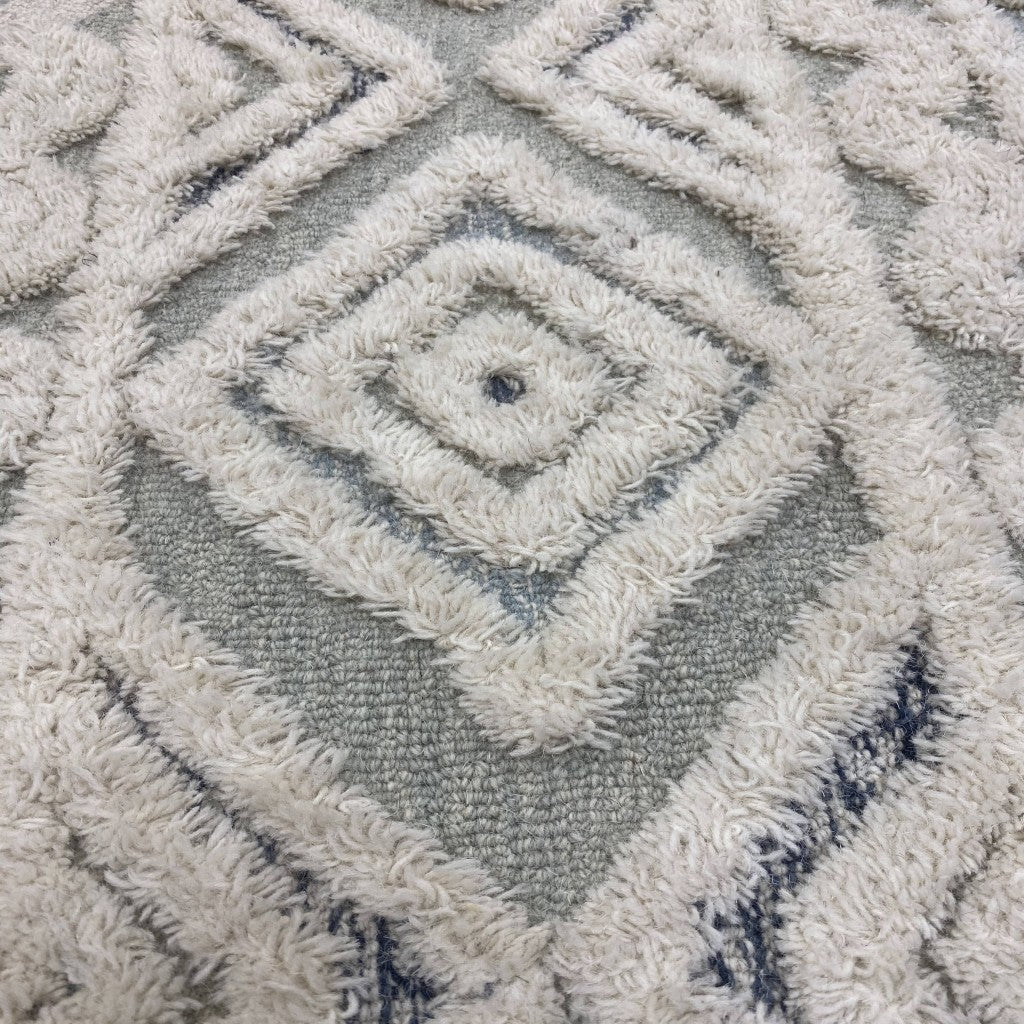 4’ Round Cream Modern Geometric Area Rug